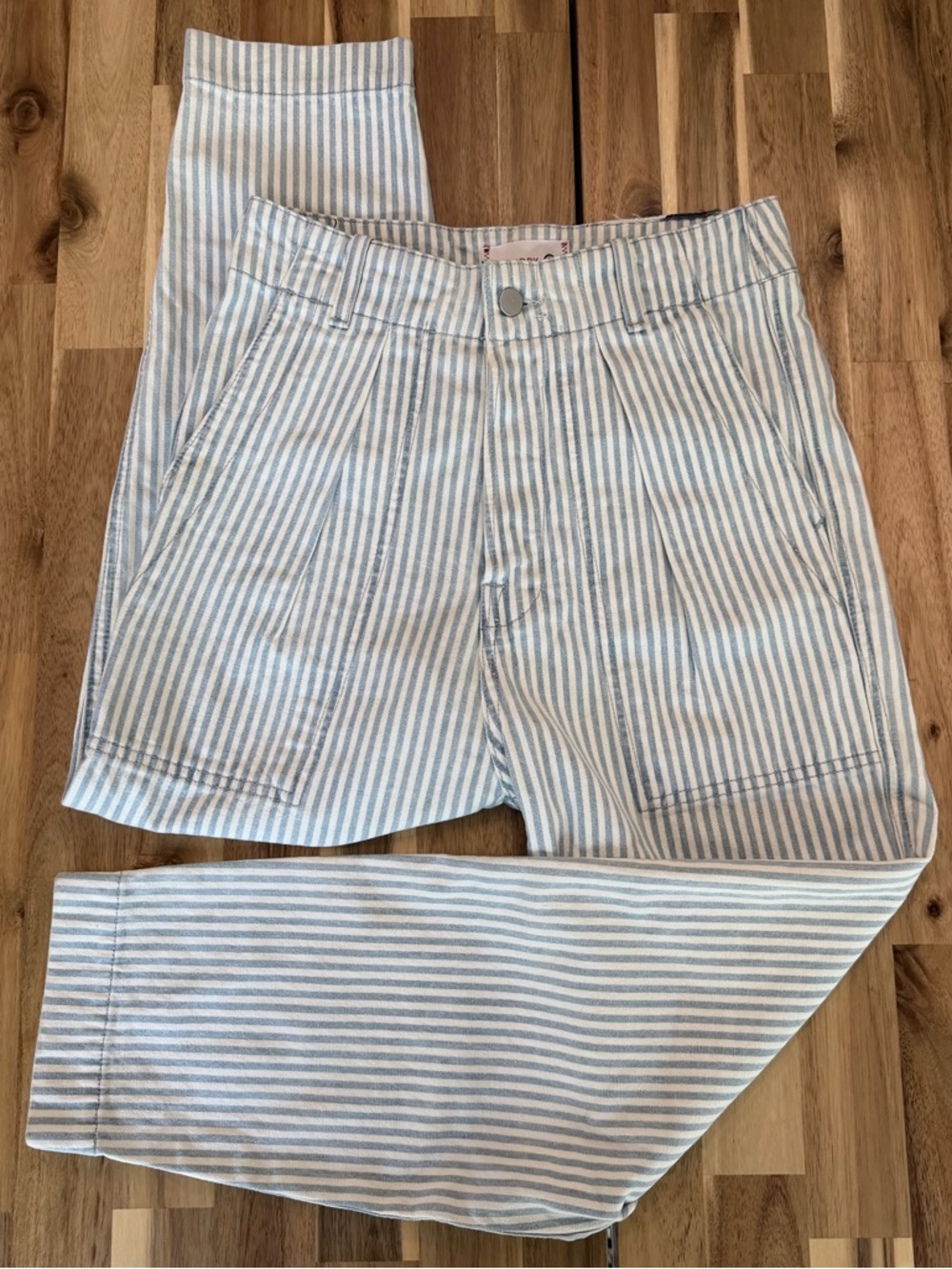 Sundry Light Blue & White Vertical Stripe Pants